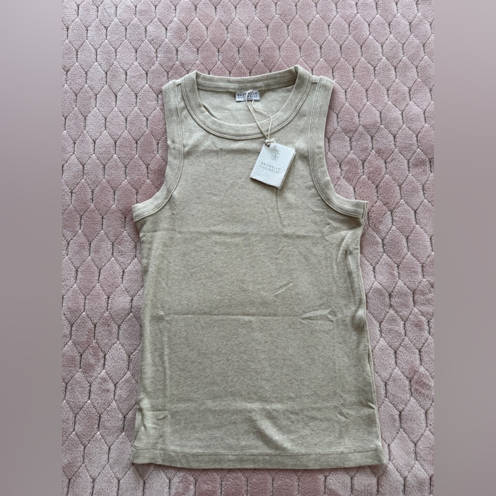 Brunello Cucinelli Women's Beige Sleeveless Top. New!
